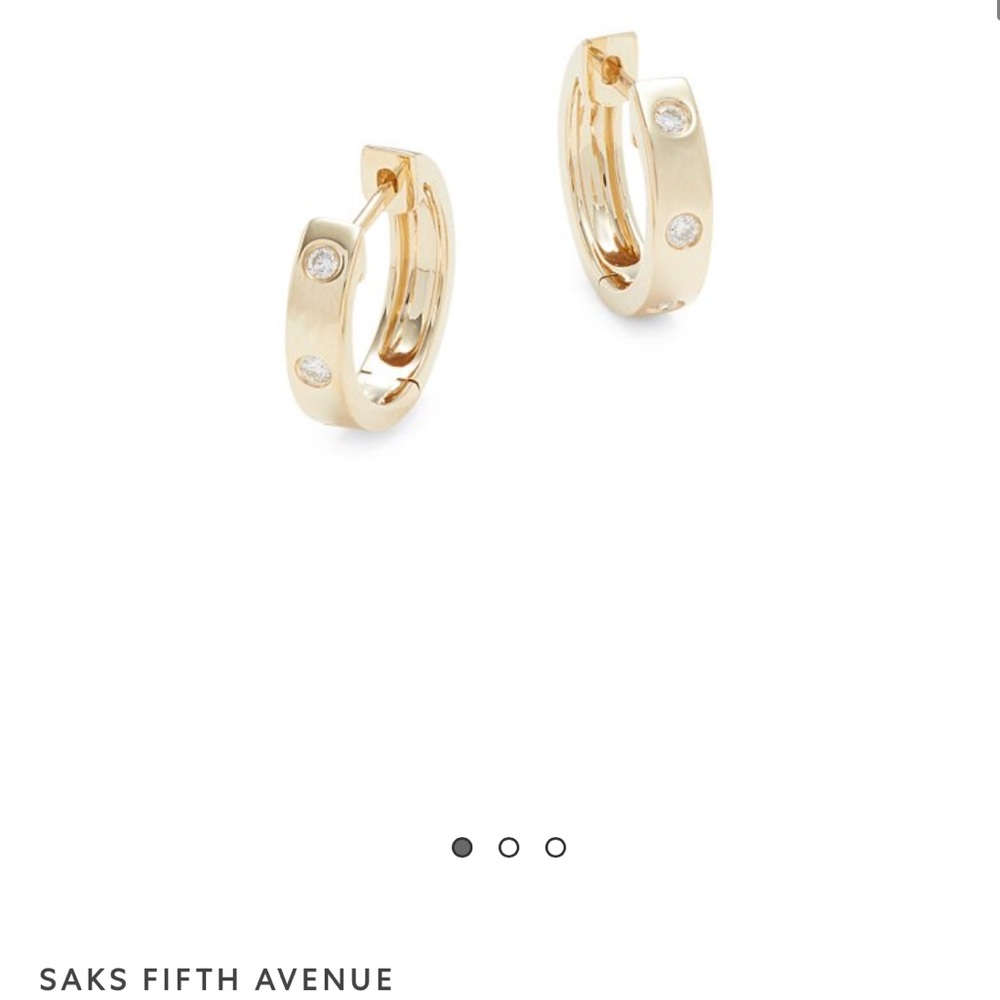 Gold Natural Diamond Hoop Earrings